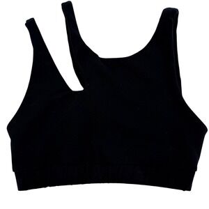 Becco Black Asymmetrical Strap Sports Bra Workout Athleisure Size S